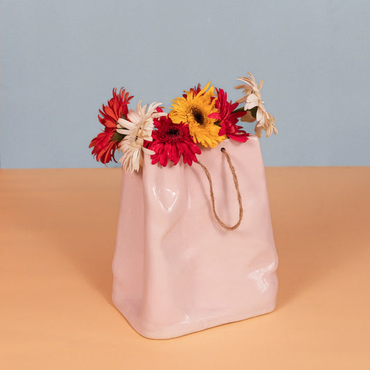 The Orby House Pick-Me-Up Basket Vase (Light Pink)
