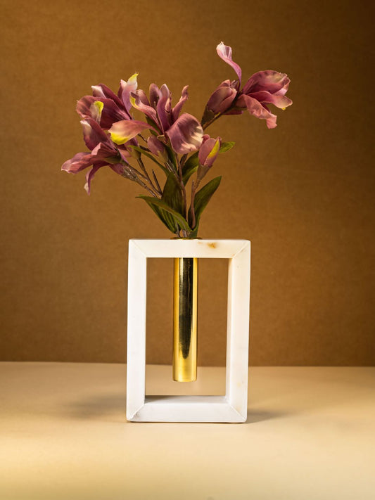 The Pitara Project Marble Flower Stem Vase