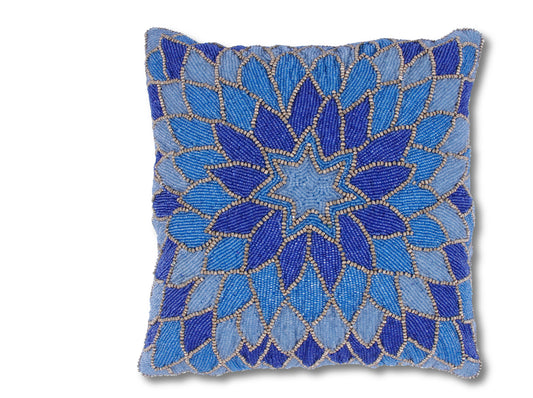 Beaded Cushion Cover - Blue (Set of 1)