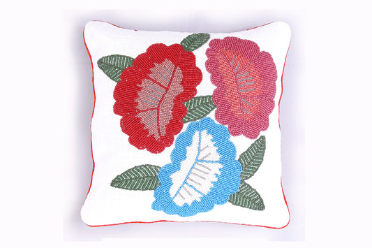Beaded Cushion Cover - Petals Multi-colour (Set of 1)