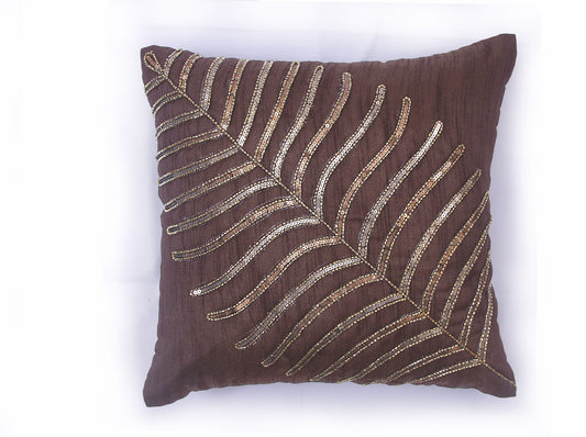 Beaded Cushion Cover -  Brown (Set of 1)