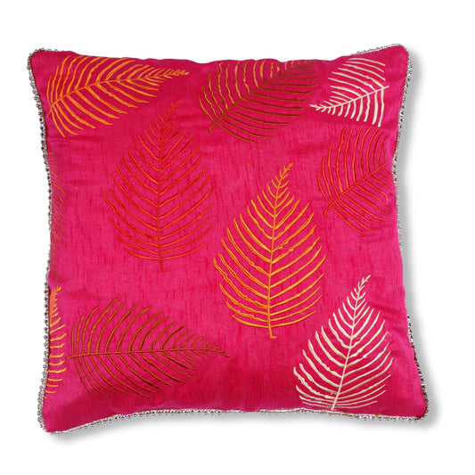 Embroidered Cushion Cover - Pink (Set of 1)