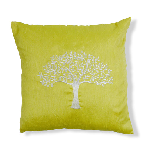 Embroidered Cushion Cover - Yellow & White (Set of 1)
