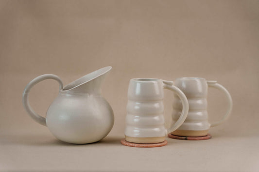 The Orby House Ceramic Pitcher, Spiral Beer Mug set