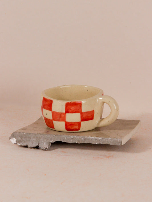 The Orby House Checkered Hand-painted Ceramic Coffee / Tea Cup