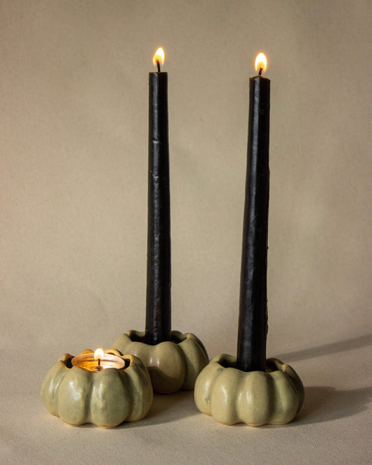 The Orby House Sage Pumpkin Tealight Candle Holder