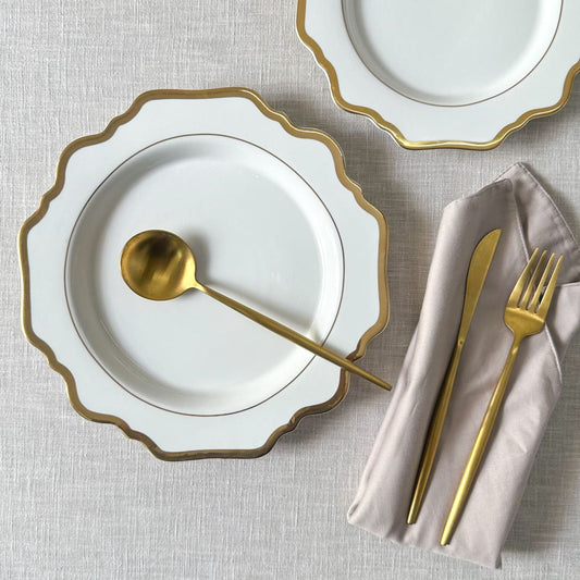 Shop Home Artisan Celestine White Porcelain Dinner Plate with Gold Rim - Set of 2 on Alanqrit