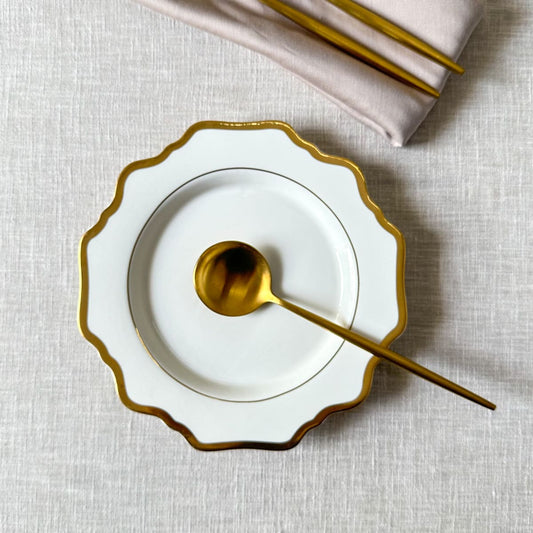 Shop Home Artisan Celestine White Porcelain Side Plate with Gold Rim - Set of 2 on Alanqrit