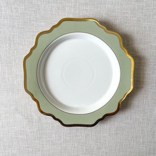 Shop Home Artisan Emeraude Green Porcelain Dinner Plate with Gold Rim - Set of 2 on Alanqrit