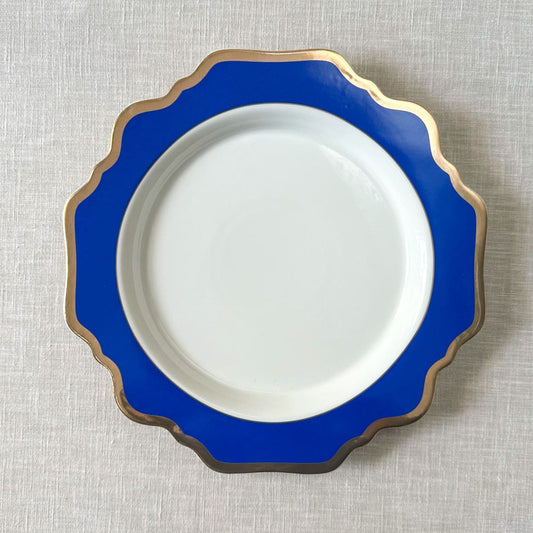 Shop Home Artisan Margaux Blue Porcelain Dinner Plate with Gold Rim - Set of 2 on Alanqrit
