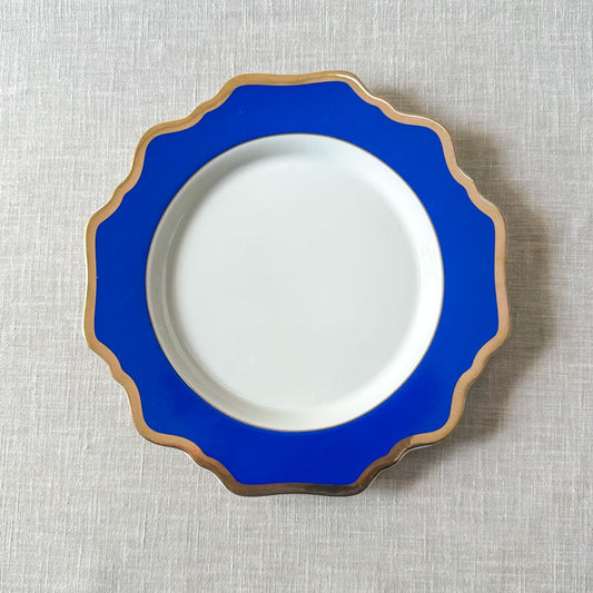 Shop Home Artisan Margaux Blue Porcelain Side Plate with Gold Rim - Set of 2 on Alanqrit