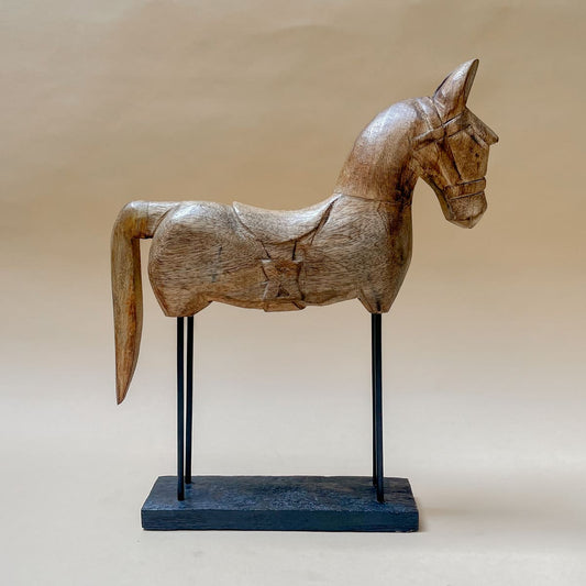 Shop Home Artisan Leopold Wooden Horse Sculpture (Small) on Alanqrit