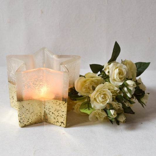 Star-Shaped Ivory and Gold Candle Holder